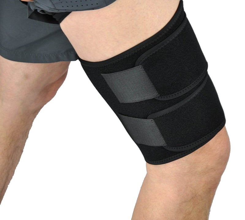 QCHOMEE Medical Grade Thigh Hamstring Support Compression Brace Wrap Adjustable Neoprene Sports Leg Sleeve for Pulled Hamstring Strain Injury Rehab for GYM Running Fitness 2 Pack of Thigh Support - Image 2