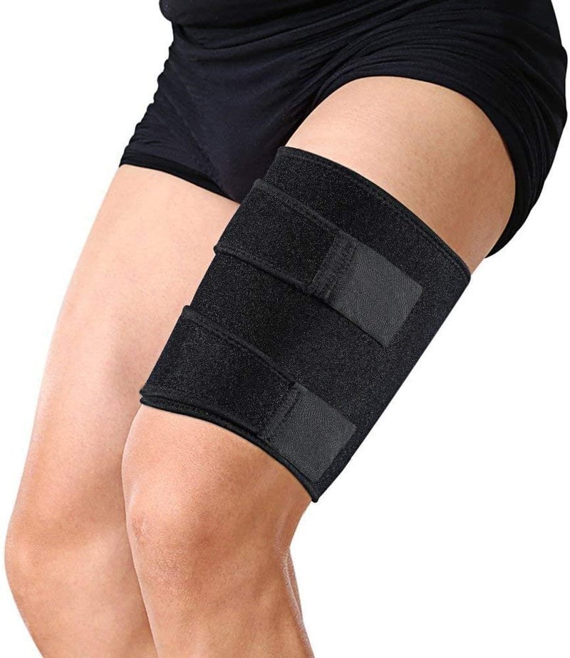 QCHOMEE Medical Grade Thigh Hamstring Support Compression Brace Wrap Adjustable Neoprene Sports Leg Sleeve for Pulled Hamstring Strain Injury Rehab for GYM Running Fitness 2 Pack of Thigh Support - Image 1