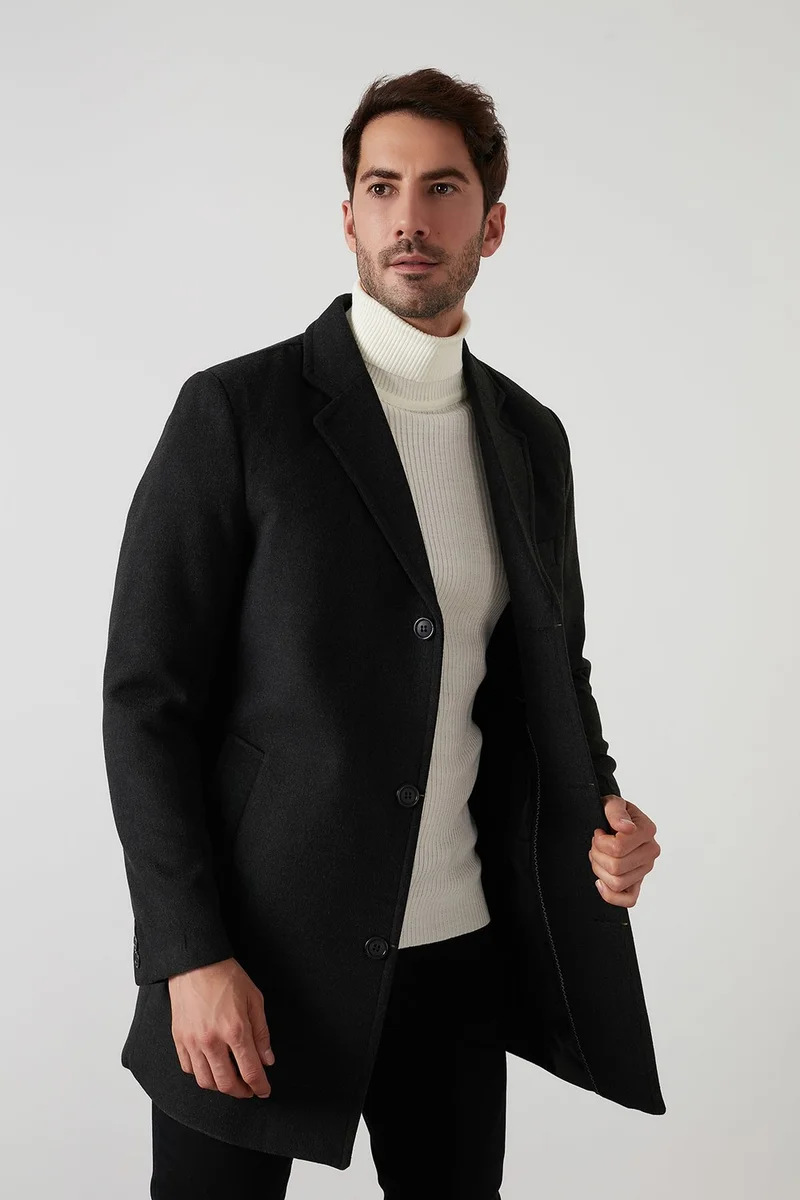 بوراتي Slim Fit Single Slit Buttoned Mono Collar Cashew Coat Men's Coat 5840098