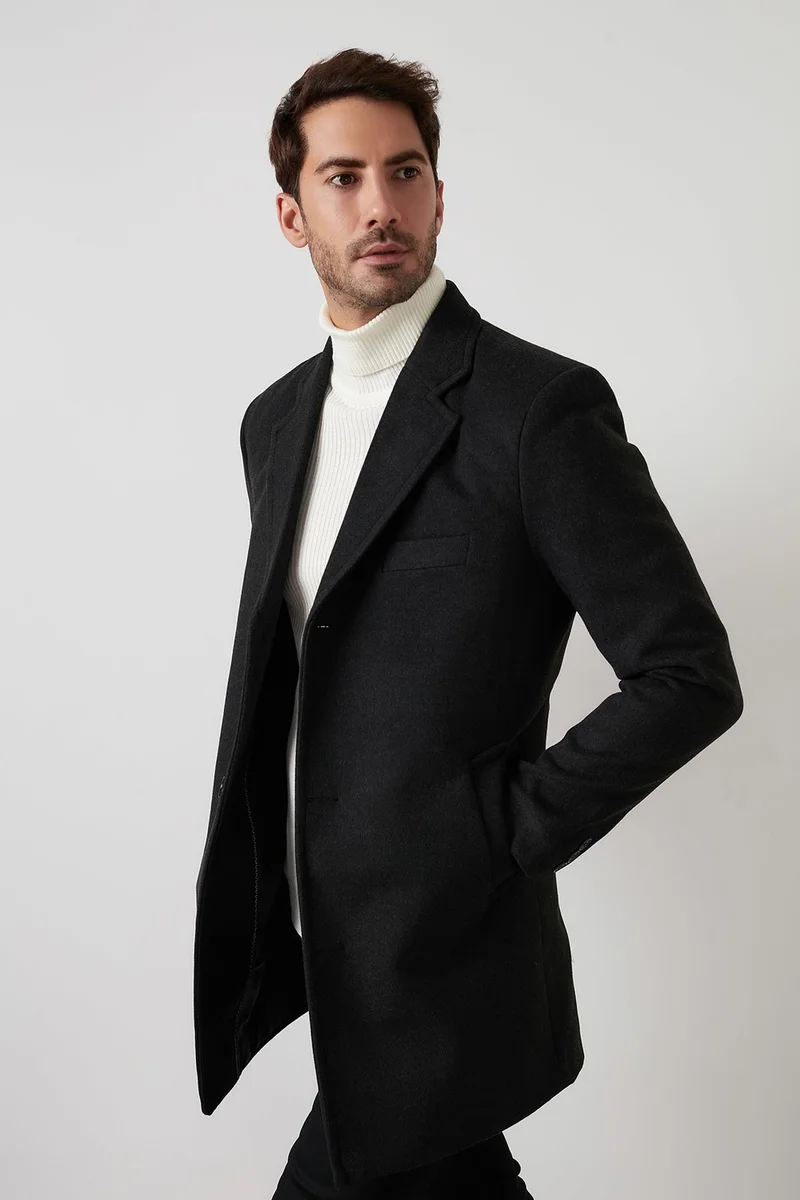 بوراتي Slim Fit Single Slit Buttoned Mono Collar Cashew Coat Men's Coat 5840098