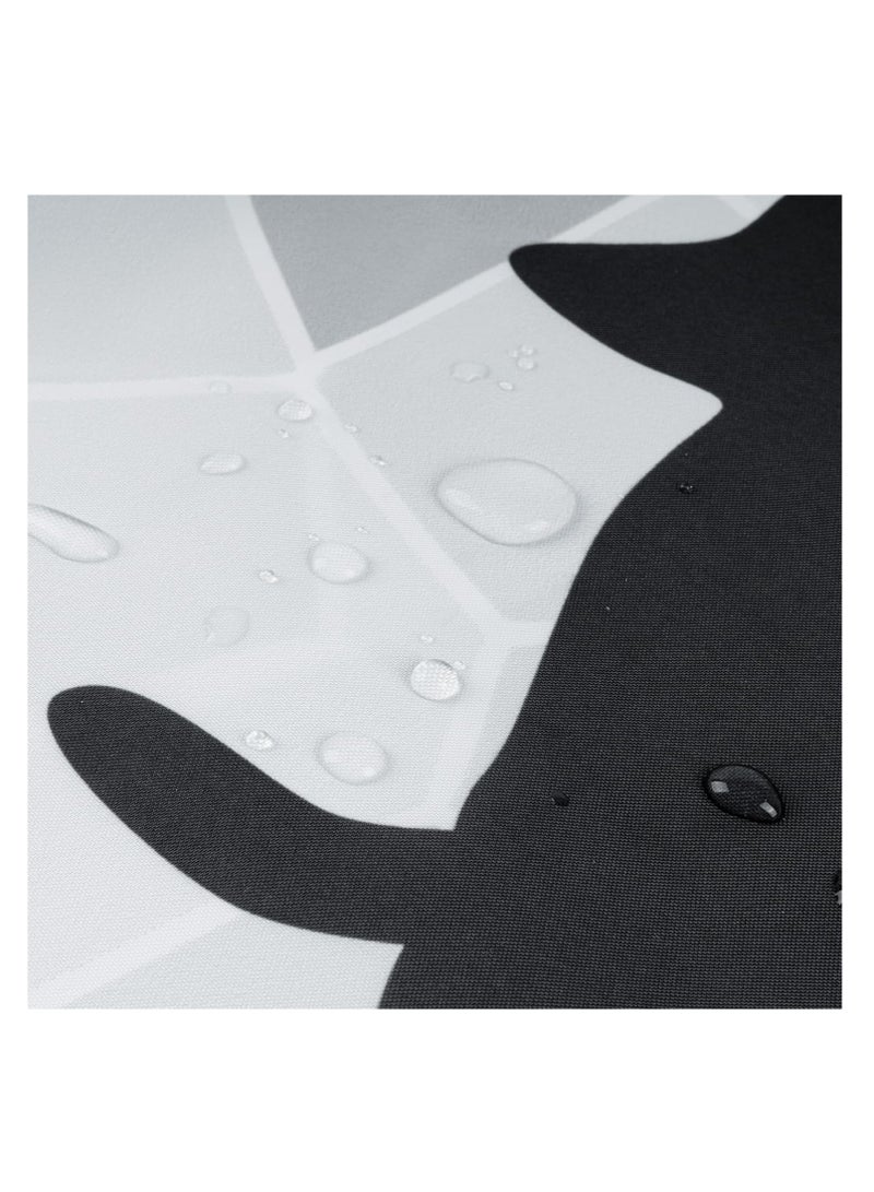 Sunlit Design Black Cat Silhouette and Gray Mosaic Fabric Shower Curtain Grey and White - Image 2