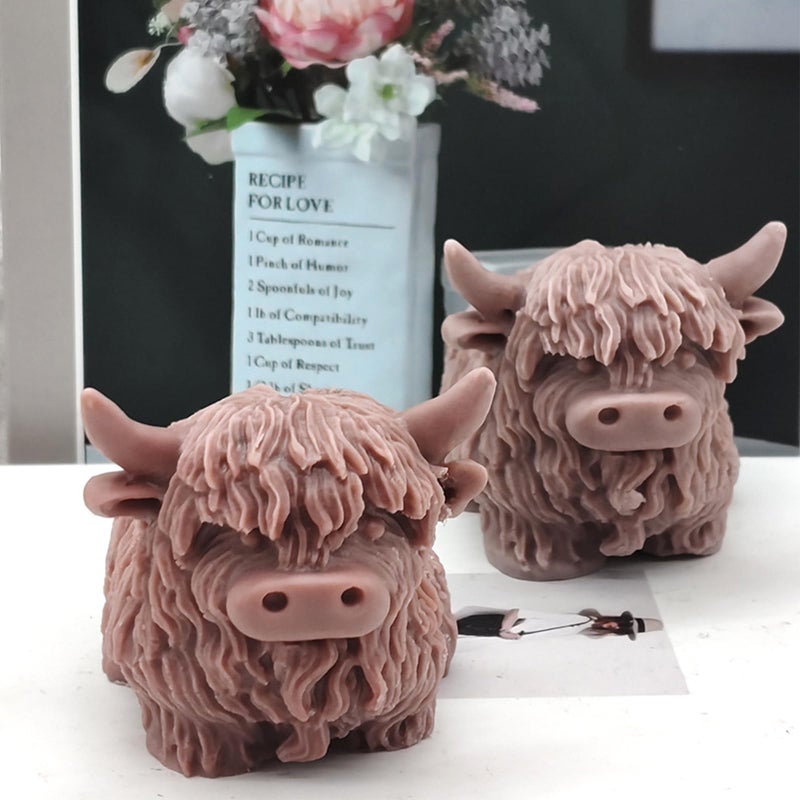 Wehous Highland Cow Silicone Molds, 3D Cow Resin Candle Soap Molds, Unique Animal Mold for Chocolate Fondant Cake Decorating, Keychain Jewelry Pendant Car Freshie Wall Hanging Mold Art Craft Decor - Image 3