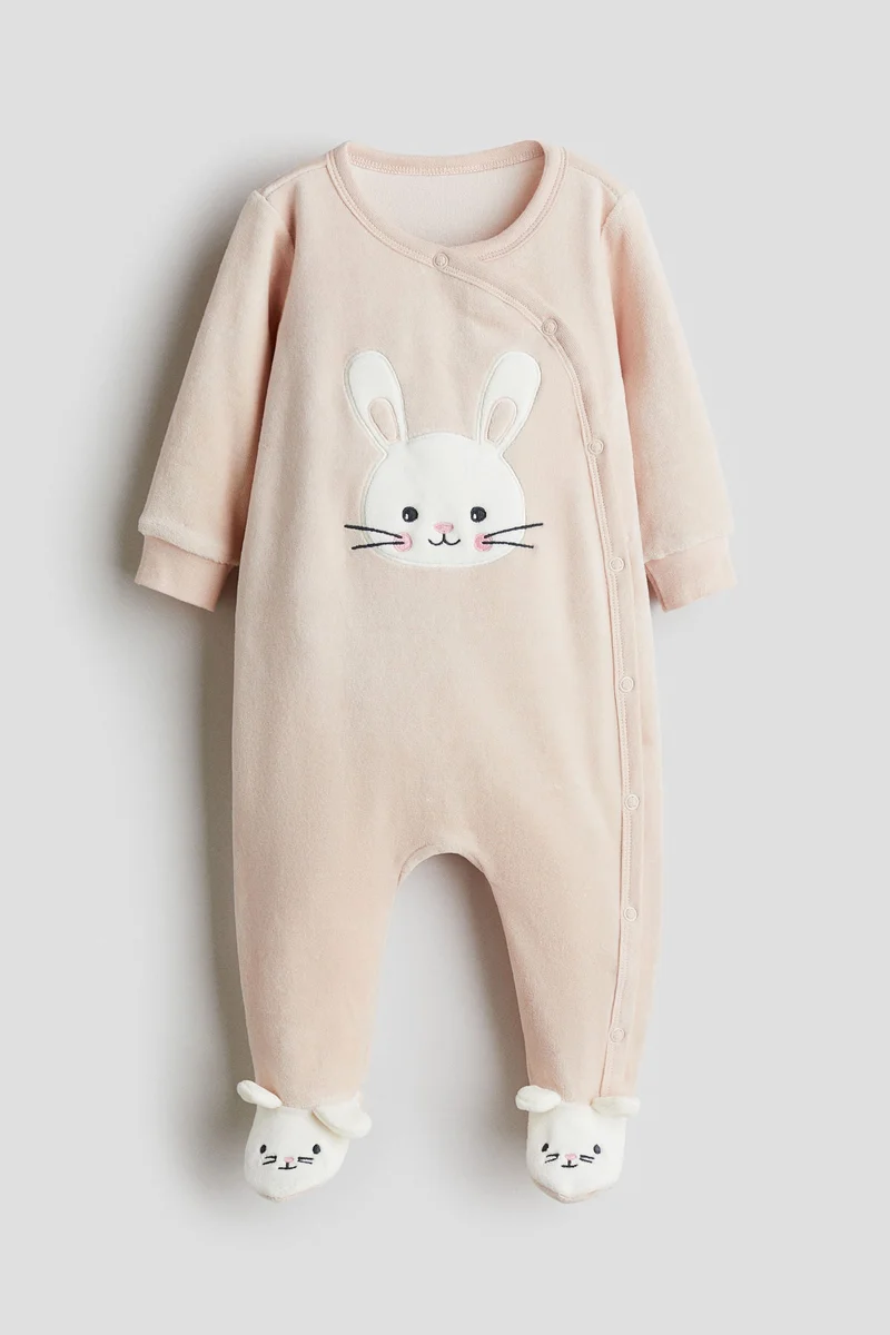 H&M Velour sleepsuit with full feet