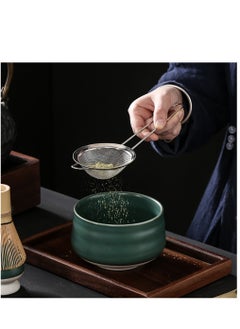 Arabest 7 Piece Matcha Set, Luxurious Tea Set with Ceramic Bowl, Filter, Traditional Scoop, Prong Bamboo Matcha Whisk and Holder (Dark Green)  - Image 2