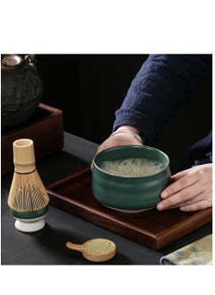 Arabest 7 Piece Matcha Set, Luxurious Tea Set with Ceramic Bowl, Filter, Traditional Scoop, Prong Bamboo Matcha Whisk and Holder (Dark Green)  - Image 3