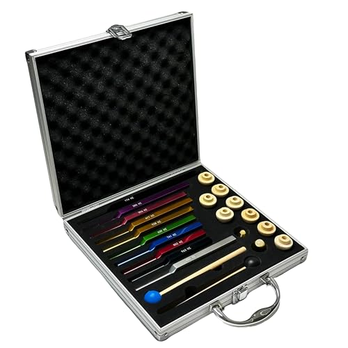 Lrowvenu 10-Piece Complete Solfeggio Tuning Fork Set with Case - 174Hz-963Hz & 432Hz - Professional Healing Kit with Mallets, Wooden & Metal Bases for Therapy, Meditation, Yoga - Image 1