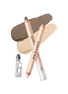 SACE LADY SACE LADY Double-Headed Highlighter Contour Pencil, Silky Smooth Highlight Bronzer Pen Easy Reshape Scuplt Bronze Face Makeup (02, 0.11Oz) 