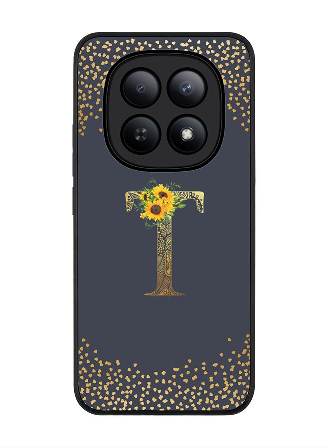 For Xiaomi Redmi Note 15 5G / Poco M8 Case,Slim fit Camera Protection, Shockproof Thin Phone cover  - Custom Floral Monogram - T  (Grey )