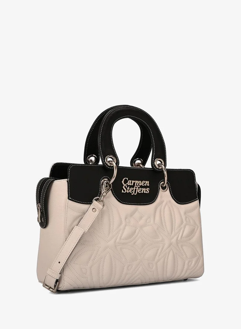 White Leather Bag Bianco with Quilting