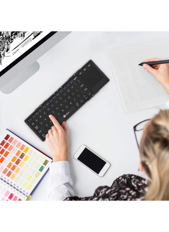 Generic - Tri-Fold Bluetooth Pocket Keyboard – Touchpad, Multi-Device Sync, Ultra-Portable - Image 1