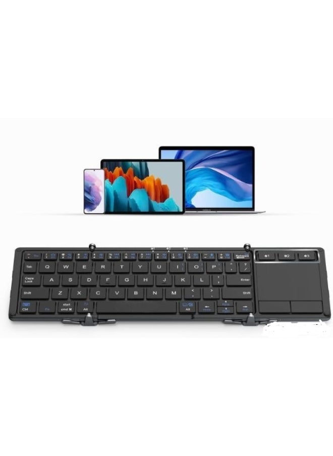 Generic - Tri-Fold Bluetooth Pocket Keyboard – Touchpad, Multi-Device Sync, Ultra-Portable - Image 1