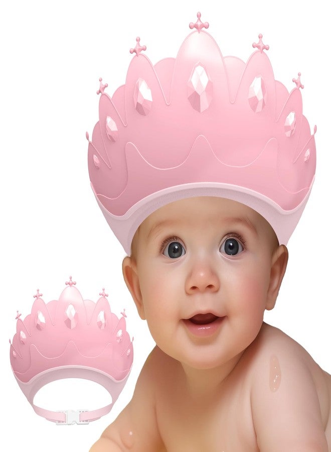 TinyGuardian Baby Shower Cap Shield, Baby bath set shower cap, Visor Hat for Eye and Ear Protection for 0-9 Years Old Children,Cute Crown Shape Makes the Baby Bath More Fun (Pink) - Image 1