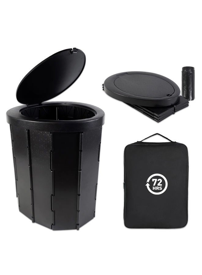 72 HRS Portable Collapsible Camp Toilet - Extra Large, Lightweight & Sturdy (With 12 Toilet Bags) - Image 1