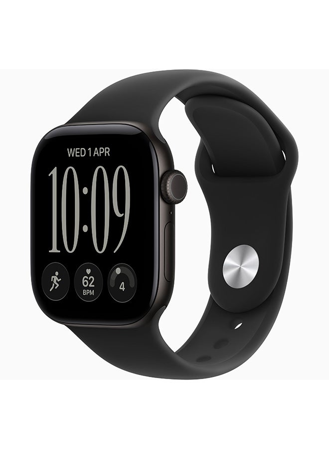 Apple Watch Series 12 GPS 46mm (Middle East Version) Aluminium Case with Black Sport Band - M/L black - Image 1