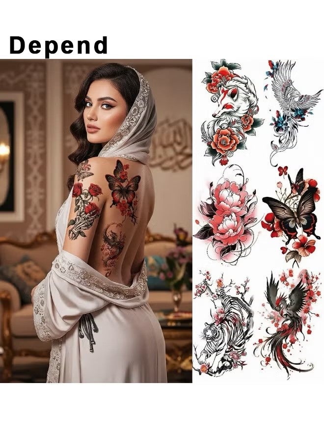 Depend 10PCS Temporary Tattoos, Large Collection Of Waterproof Animal And Floral Designs, Black And Coloured Art Transfers For Men And Women - Image 2