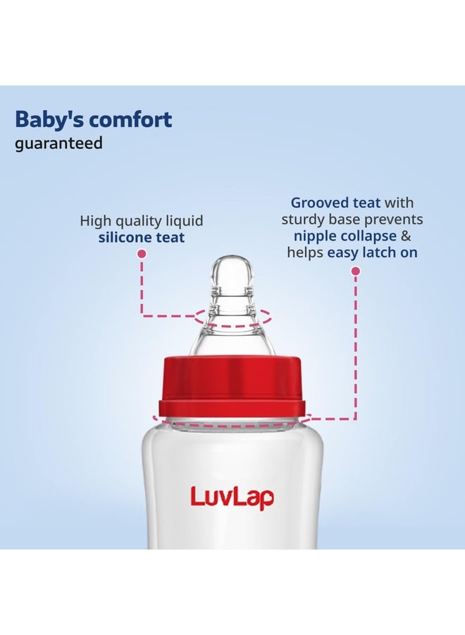 Luvlap Anti-Colic Slim/Regular Neck Essential Baby Plastic Feeding Bottle, 125Ml, New Born/Infants/Toddler upupto 3 Years, BPA Free, White Colour - Image 3