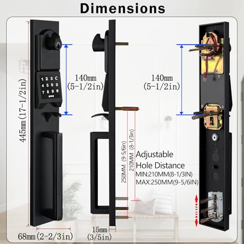 NEWBANG Smart Front Door Handleset with Keypad for Double Doors - Electronic Lockset with Dummy Set - Image 3