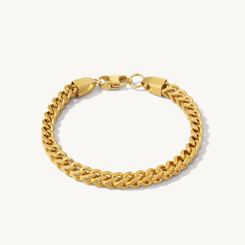 PALMONAS Bold Gold Curb Chain Bracelet for Men | 18K Gold Plated, Waterproof & Anti-Tarnish - Image 1