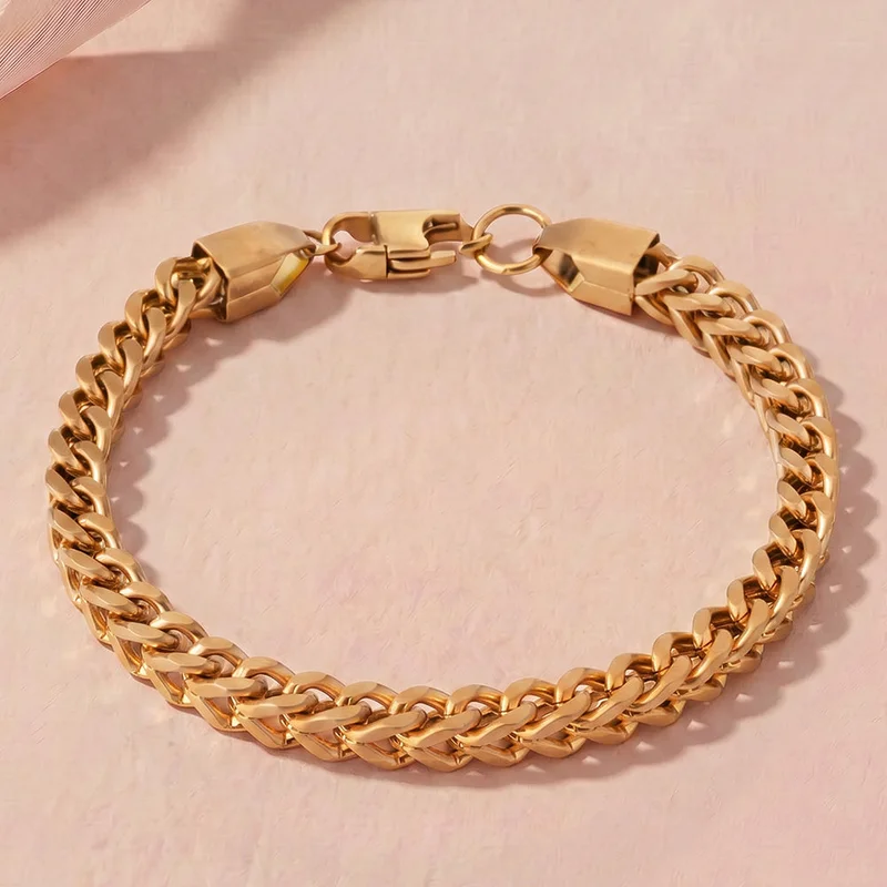 Palmonas  PALMONAS Bold Gold Curb Chain Bracelet for Men | 18K Gold Plated, Waterproof & Anti-Tarnish for Men | Best Price UAE