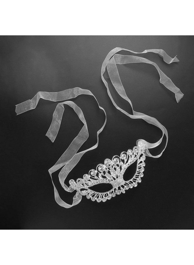 OULII Masquerade Mask Luxury Diamond Rhinestone Fancy Mask Party Crown Mask for Women Lady - Image 3