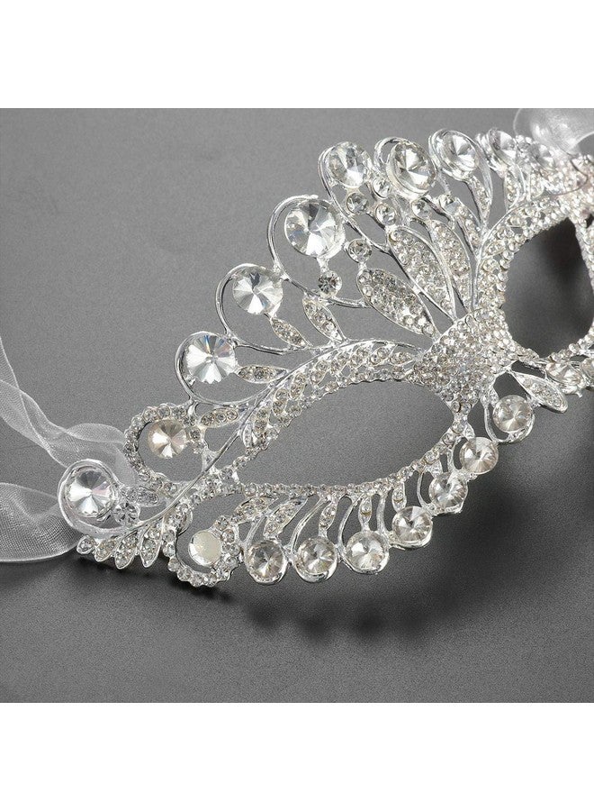 OULII Masquerade Mask Luxury Diamond Rhinestone Fancy Mask Party Crown Mask for Women Lady - Image 4