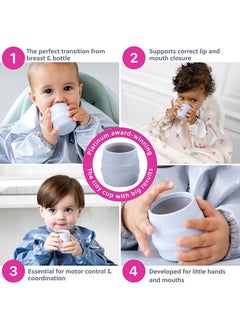 bibado Sippit™ Silicone Trainer Cup 2-Pack, Suitable For 4 Months+, Transition To Open-Cup Drinking - Mist  - Image 4