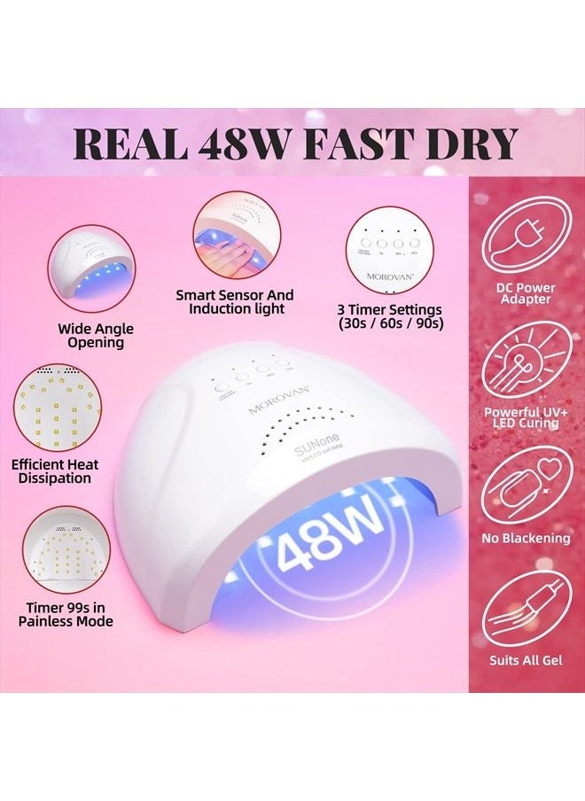 morovan - Poly Gel Nail Kit - 22 Colors Poly Nail Gel Kit with 48W LED Nail Lamp and Slip Solution Poly Nail Extension Gel Kit with Nail Drill & Matte Top Base Coat Set for DIY Nails Manicure Starter Ki - Image 1