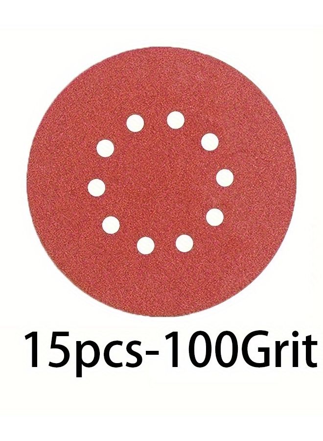 15 قطعة 100 حبيبة أقراص صنفرة 9 بوصة 10 فتحات لآلة صنفرة الحوائط الجافة - Image 1