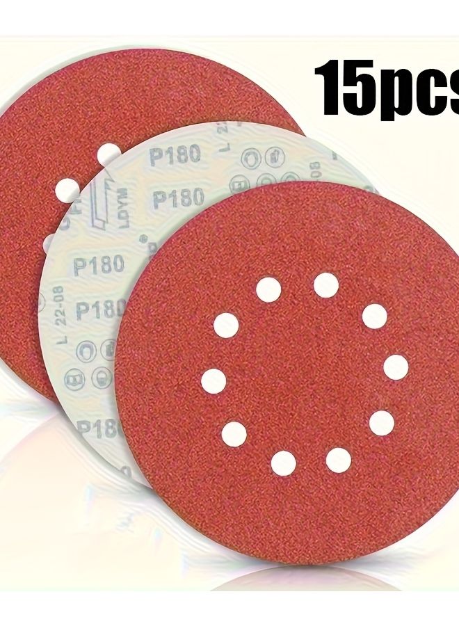 15 قطعة 100 حبيبة أقراص صنفرة 9 بوصة 10 فتحات لآلة صنفرة الحوائط الجافة - Image 2