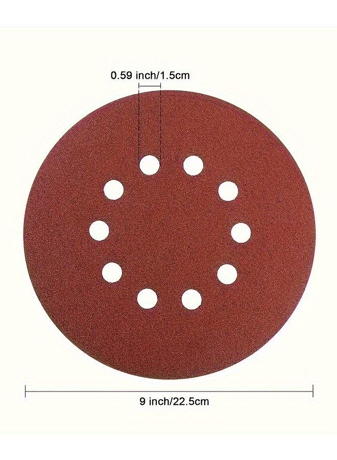 15 قطعة 100 حبيبة أقراص صنفرة 9 بوصة 10 فتحات لآلة صنفرة الحوائط الجافة - Image 3