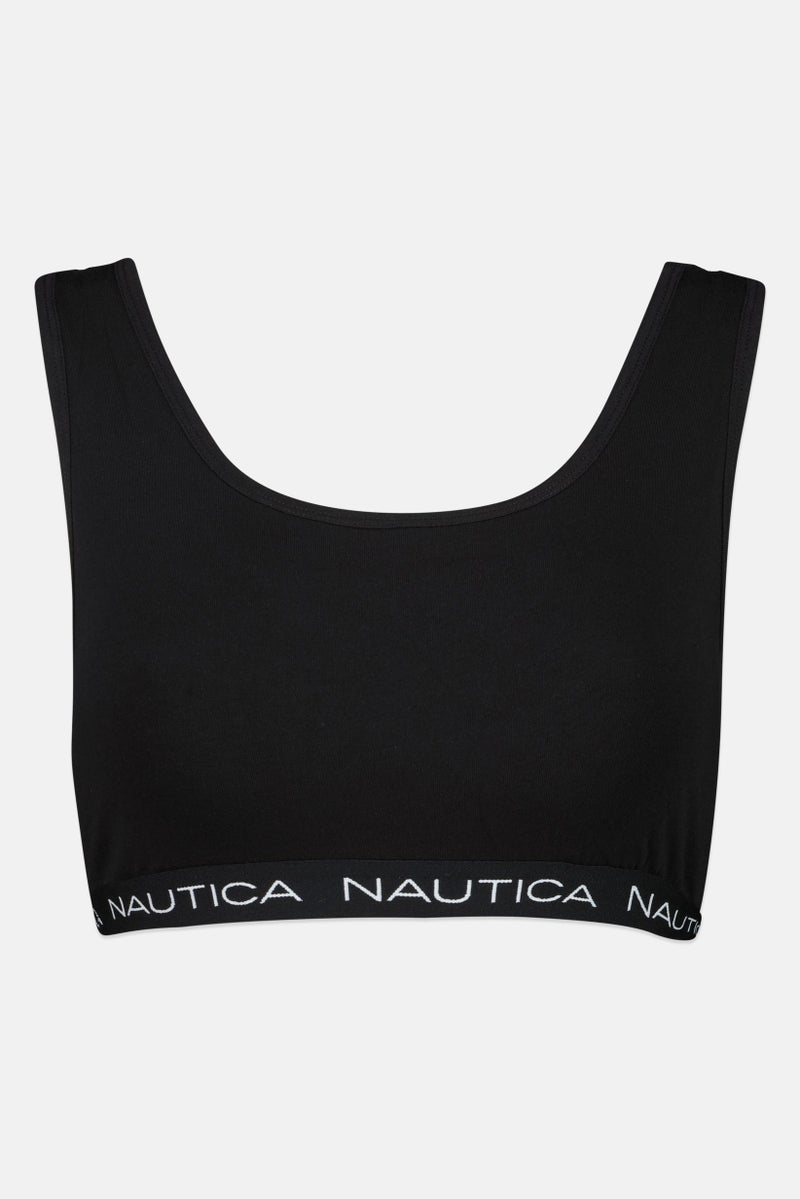 NAUTICA Women 2 Pieces Non Padded Brand Logo Bralette, Black - Image 3