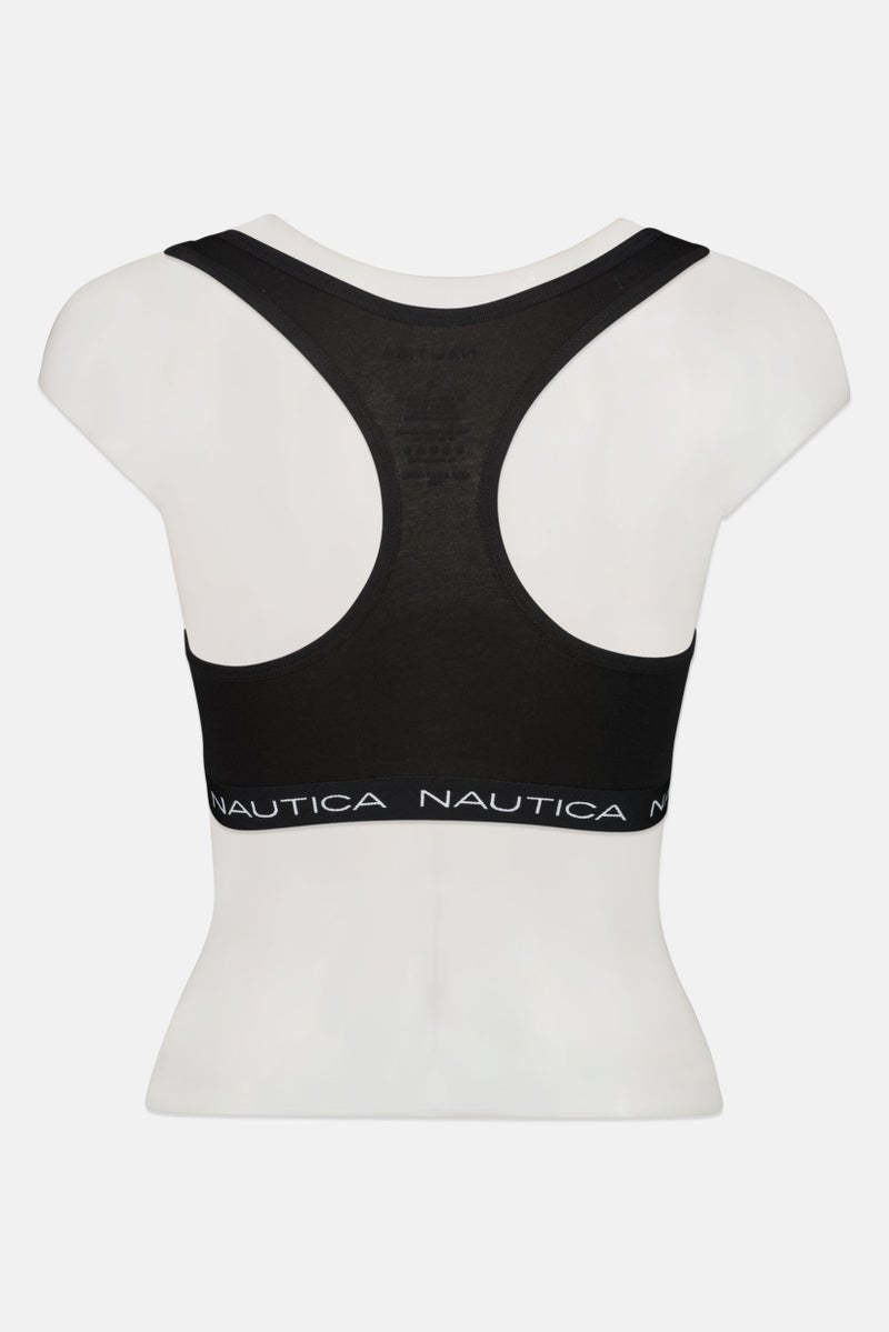 NAUTICA Women 2 Pieces Non Padded Brand Logo Bralette, Black - Image 2