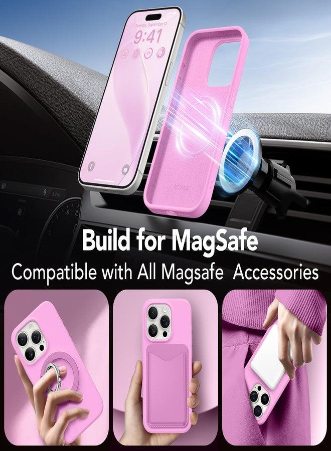 GONEZ Magnetic for iPhone 15 Pro Case, Compatible with MagSafe, [Screen Protector + Camera Lens Protector], Silicone Shockproof Anti-Scratch Protective Phone Case 6.1 inch, Rose Pink - Image 4