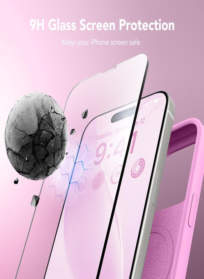 GONEZ Magnetic for iPhone 15 Pro Case, Compatible with MagSafe, [Screen Protector + Camera Lens Protector], Silicone Shockproof Anti-Scratch Protective Phone Case 6.1 inch, Rose Pink - Image 5