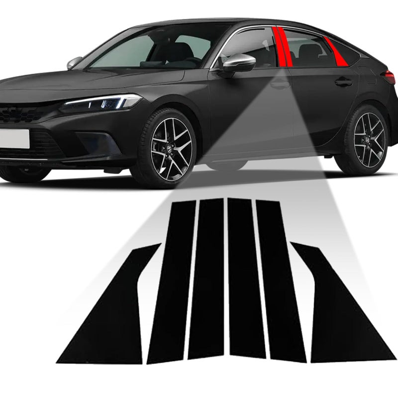 TOTITOM Side Door Window Cover Trim 6 Pcs Exterior Door Window Pillar Posts Trim Stickers for Compatible with Honda Civic Sedan 10th Gen 2016 2017 2018 2019 2020 2021 Accessories Glossy Black - Image 3