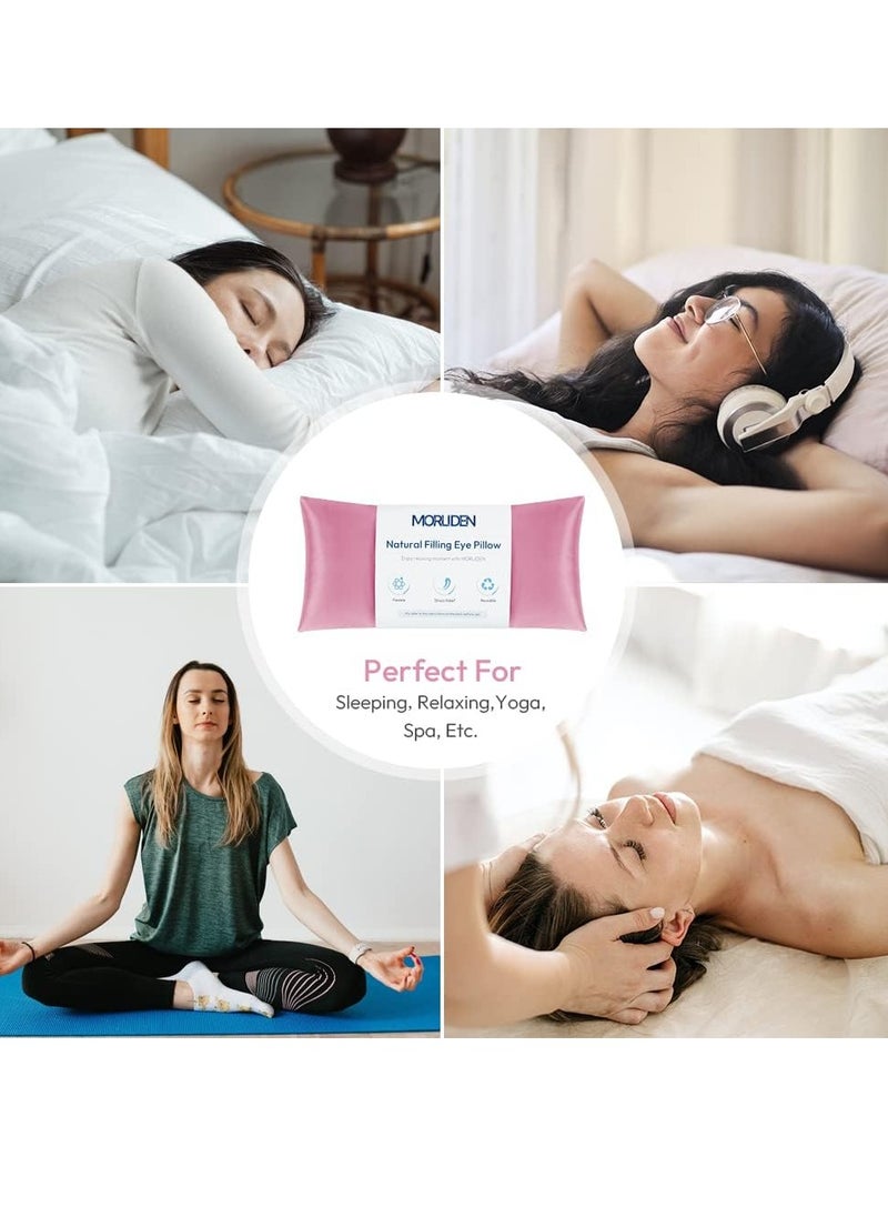 MORLIDEN - Lavender Eye Pillows for Relaxation, Yoga Eye Pillow for Meditation, Microwavable Weighted Eye Pillow for Yoga, Moist Heat & Cold Eye Compress with Aromatherapy (Pink) - 2 Pack - Image 1