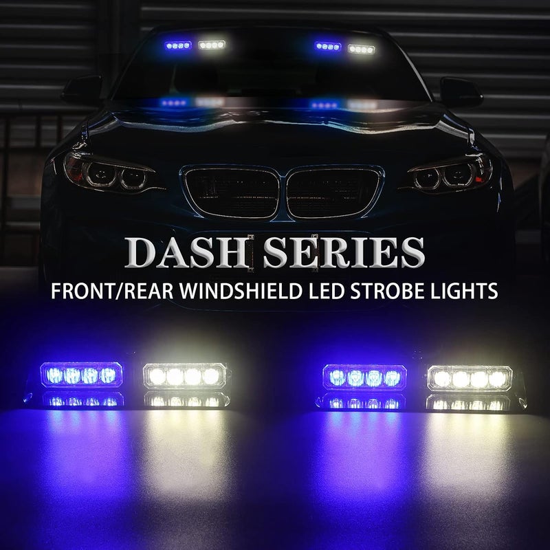 XRIDONSEN 2in1 Dash Emergency Strobe Lights - Blue/White Warning Safety Flash Lights with Suction Cups - Image 2