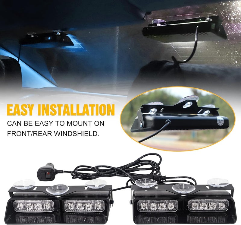 XRIDONSEN 2in1 Dash Emergency Strobe Lights - Blue/White Warning Safety Flash Lights with Suction Cups - Image 4