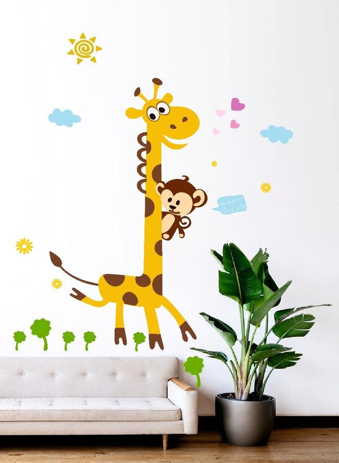 Akki Wold Giraffe and Monkey Wall Decal Sticker, Cute Safari Animals Nursery Sticker, Kids Room Decoration Sticker, (Size - 75x51 CM) - Image 5