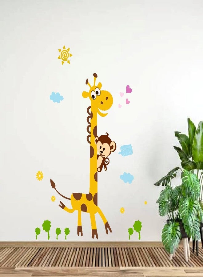 Akki Wold Giraffe and Monkey Wall Decal Sticker, Cute Safari Animals Nursery Sticker, Kids Room Decoration Sticker, (Size - 75x51 CM) - Image 2