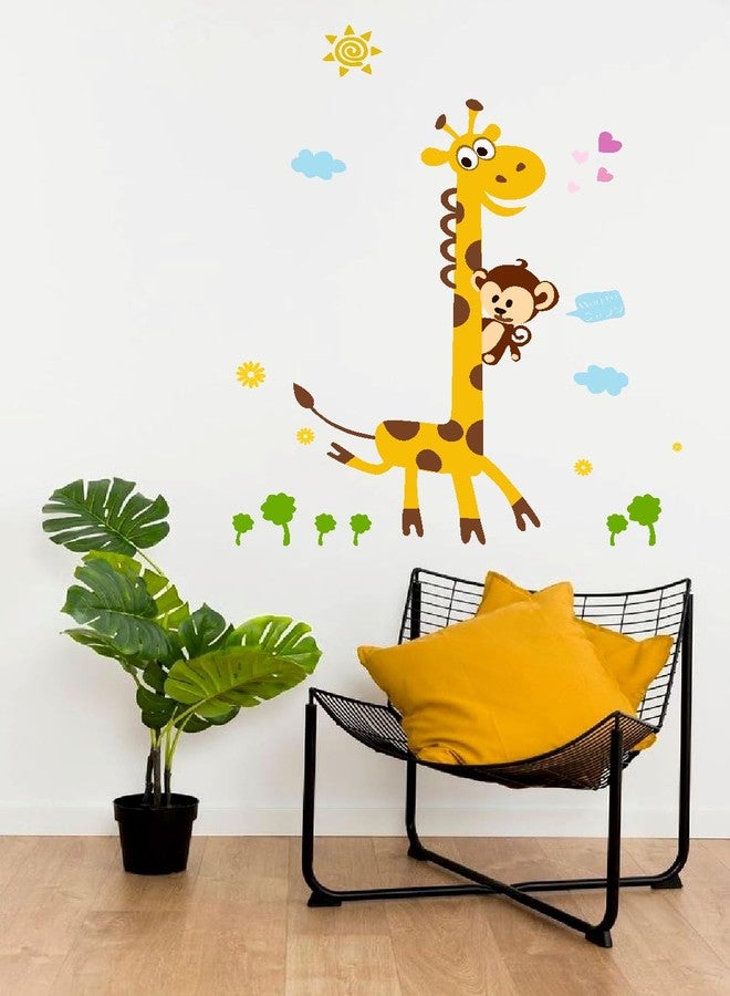 Akki Wold Giraffe and Monkey Wall Decal Sticker, Cute Safari Animals Nursery Sticker, Kids Room Decoration Sticker, (Size - 75x51 CM) - Image 3