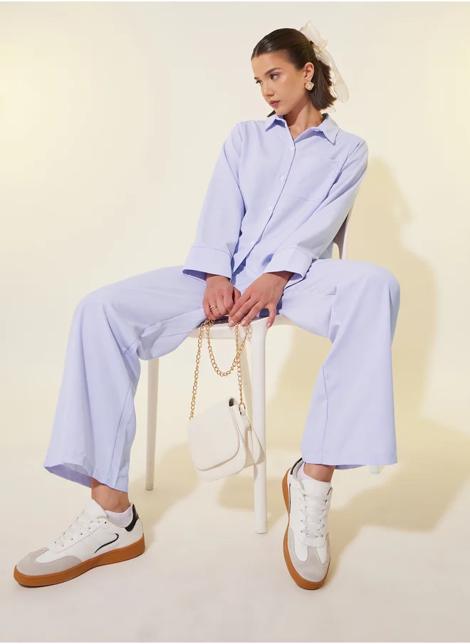 Take Two Striped Long Sleeve Shirt and Pants Co-Ords