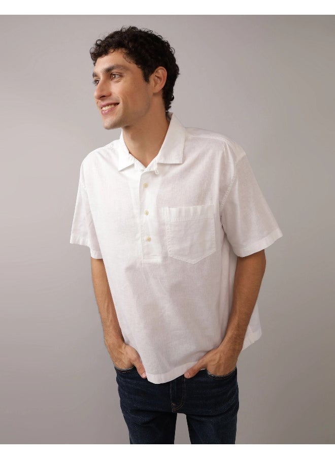 امريكان ايجل Linen Blend Pullover Shirt  - Image 1