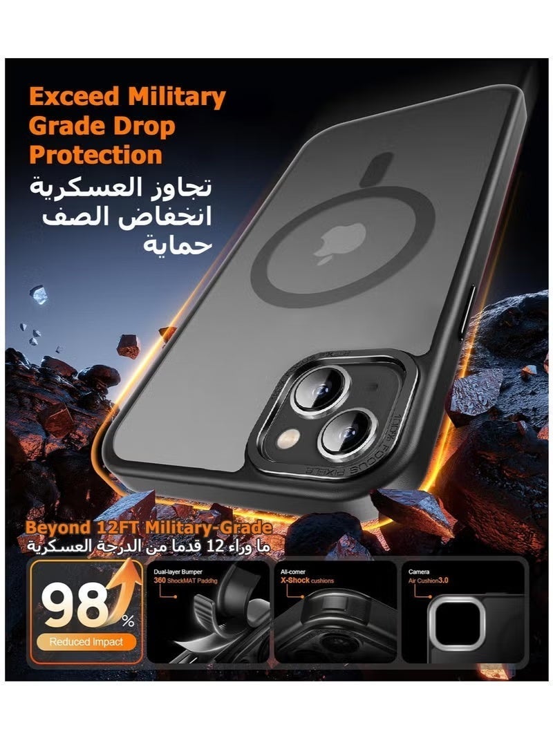 Gecomo iPhone 14 Plus MagSafe Case Magnetic Back Cover,【Full Shockproof Protection】Translucent Matte Back, Slim Phone Cover with Strong Magnet for Apple 14 Plus (2022)(Black) - Image 5