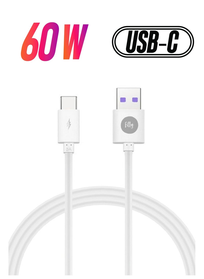 Filly كابل USB من النوع C بطول 1 متر، كابل USB A إلى النوع C، شاحن سريع مضفر من النايلون، متوافق مع Samsung Galaxy S21، Note 20، MacBook Pro، Nintendo Switch، Huawei، iPad mini 6، GoPro Hero 7، وحدة تحكم PS5، 5A - Image 1