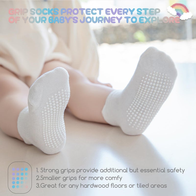 Aroveea Baby Toddler Socks Grip Non Slip Boys Girls Cotton 12 Pack for 3-5T Kids Ankle Cute Socks 6M-7Years - Image 4