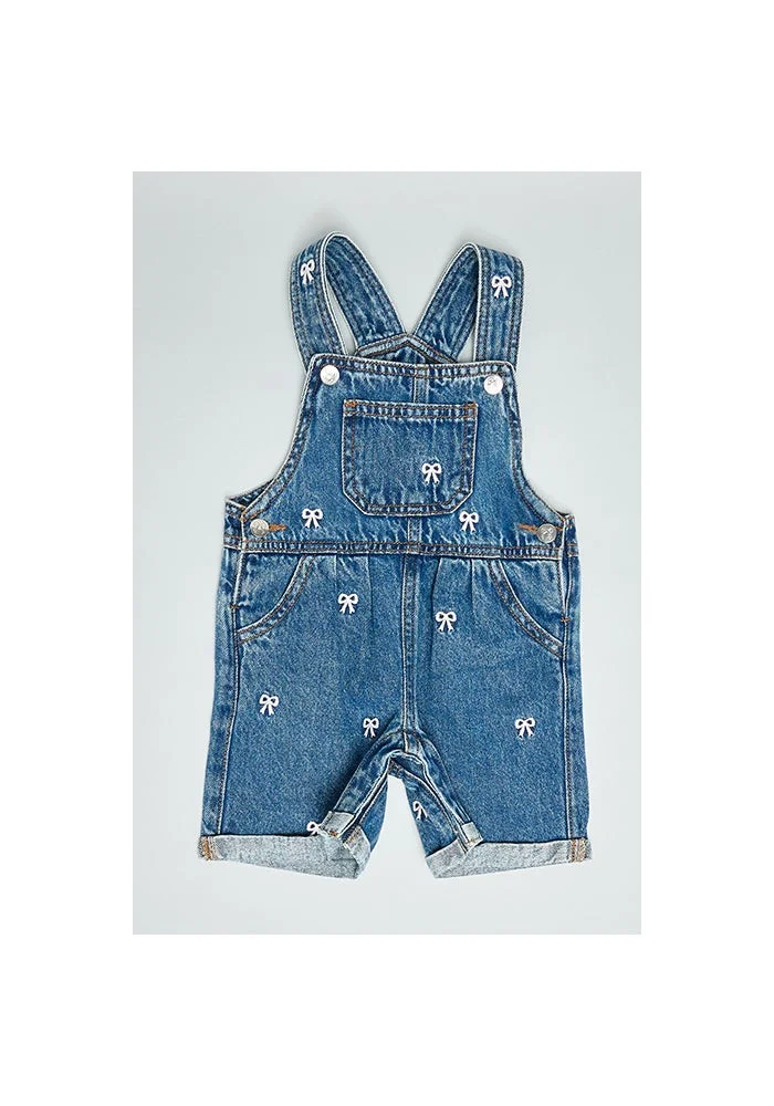أر أند بي Solid Top & Embroidered Dungaree Set
