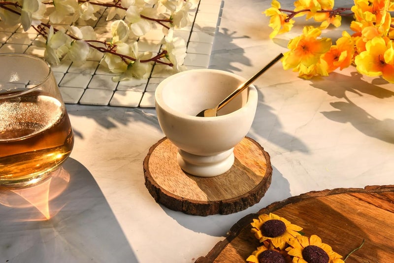 Cruiser’s Cache Cruiser’s Caché Marble Salt and Spice Cellars or Dipping Bowls with Gold Spoons | Set of 3 - Image 3