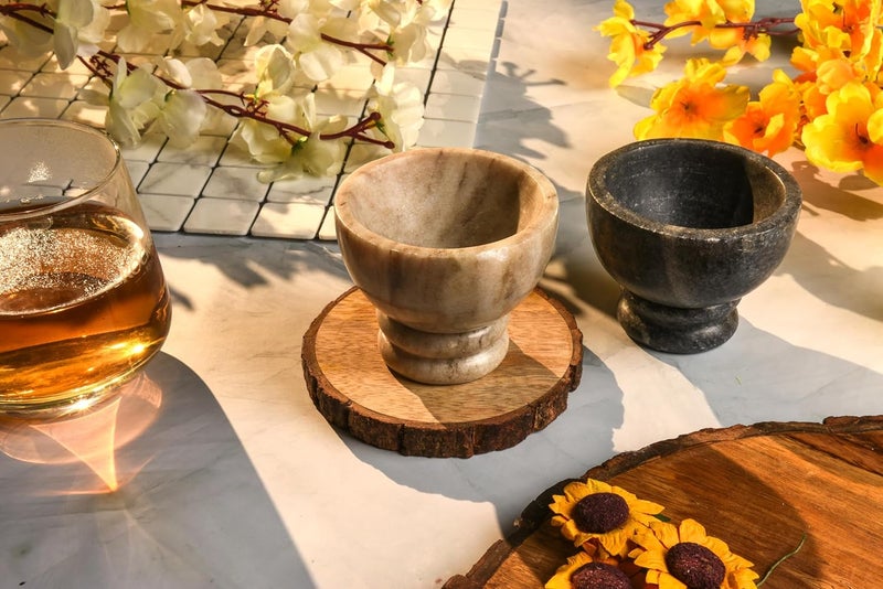 Cruiser’s Cache Cruiser’s Caché Marble Salt and Spice Cellars or Dipping Bowls with Gold Spoons | Set of 3 - Image 4