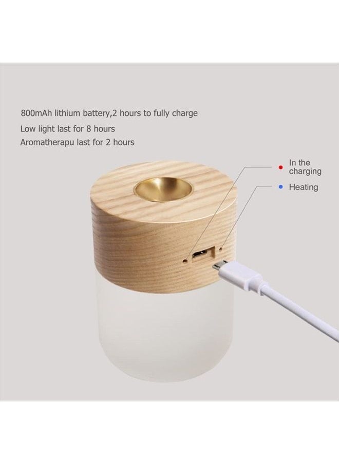 Generic - Portable Diffuser Essential Oil Diffusers,Wood Aromatherapy Diffuser with Warm Light,Battery Operated Diffuser for Essential Oils for Home(White Ash) - Image 1
